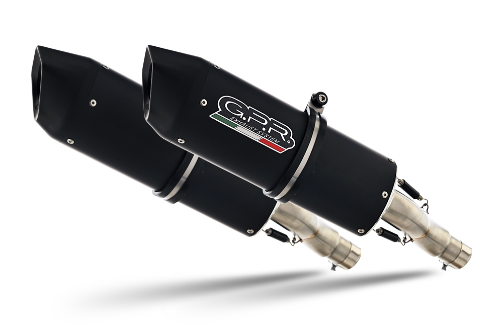 Exhaust compatible with Aprilia Rsv 1000 R Factory 2006-2010, Furore Nero, Dual Homologated legal slip-on exhaust including removable db killers and link pipes 