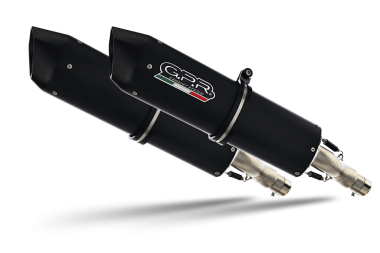 GPR exhaust compatible with  Ktm Lc8 950 Adventure - S  2003-2007, Furore Nero, Dual Homologated legal bolt-on silencers including removable db killers and catalysts 
