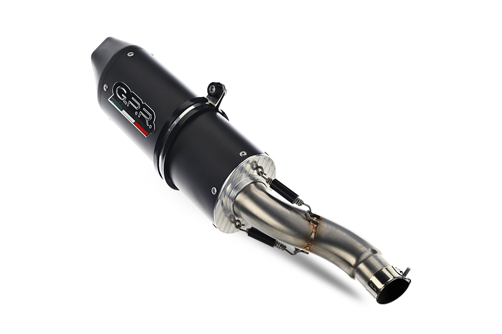 Exhaust compatible with Fantic Motor XMF 125 2025-2026, Furore Nero, Slip-on exhaust legal for UK and non-EU markets including link pipe and removable db killer 