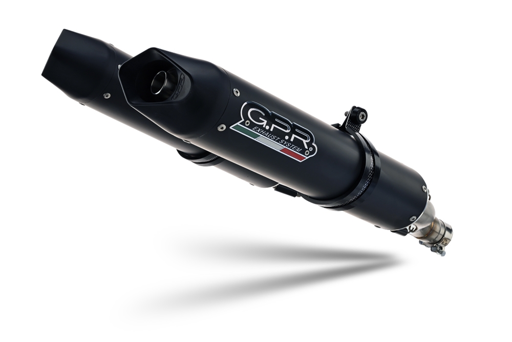 Exhaust compatible with Aprilia Shiver 750 Gt 2007-2016, Furore Nero, Dual Homologated legal slip-on exhaust including removable db killers and link pipes 