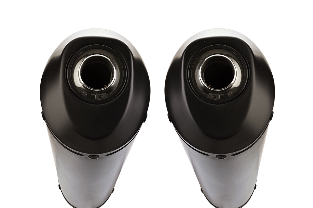Exhaust compatible with Yamaha Bt Bulldog 1100 2002-2007, Ghisa , Dual Homologated legal slip-on exhaust including removable db killers, link pipes and catalysts 