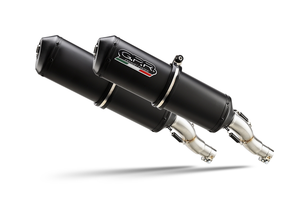 Exhaust compatible with Yamaha Bt Bulldog 1100 2002-2007, Ghisa , Dual Homologated legal slip-on exhaust including removable db killers, link pipes and catalysts 
