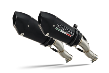 GPR exhaust compatible with  Ducati Hypermotard 1100 -1100 Evo  2007-2012, Gpe Ann. Black titanium, Dual Homologated legal slip-on exhaust including removable db killers and link pipes 