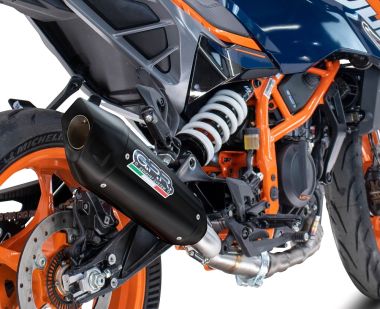 Exhaust compatible with Husqvarna Svartpilen 125 2024-2025, GP-Revo Black Titanium, Homologated legal slip-on exhaust including removable db killer and link pipe 