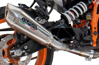 Exhaust compatible with Husqvarna Svartpilen 125 2024-2025, GP-Revo Titanium, Homologated legal slip-on exhaust including removable db killer and link pipe 
