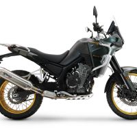 Exhaust compatible with Kove 800X 2024-2026, Furore-X Acciaio Inox, Racing slip-on exhausts including link pipe and removable db killer 