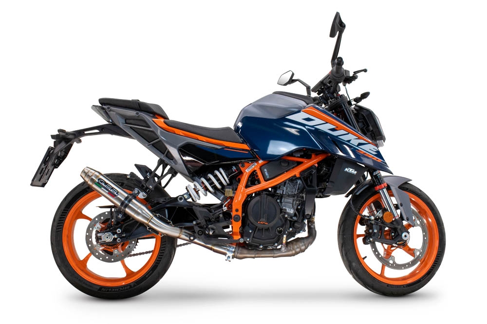 Exhaust compatible with Ktm Duke 390 2024-2025, Deeptone Inox, Homologated legal slip-on exhaust including removable db killer and link pipe 