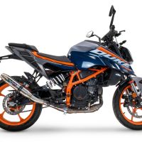 Exhaust compatible with Ktm Duke 390 2024-2025, Deeptone Inox, Homologated legal slip-on exhaust including removable db killer and link pipe 