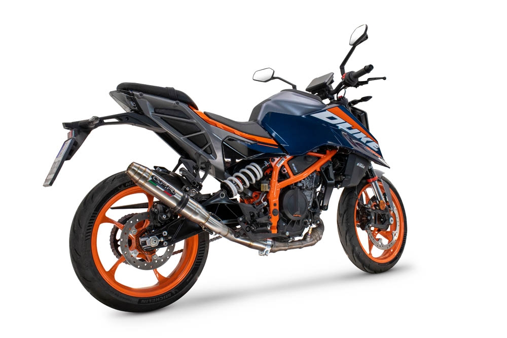 Exhaust compatible with Ktm Duke 390 2024-2025, Deeptone Inox, Homologated legal slip-on exhaust including removable db killer and link pipe 