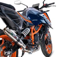 Exhaust compatible with Ktm Duke 390 2024-2025, Deeptone Inox, Homologated legal slip-on exhaust including removable db killer and link pipe 