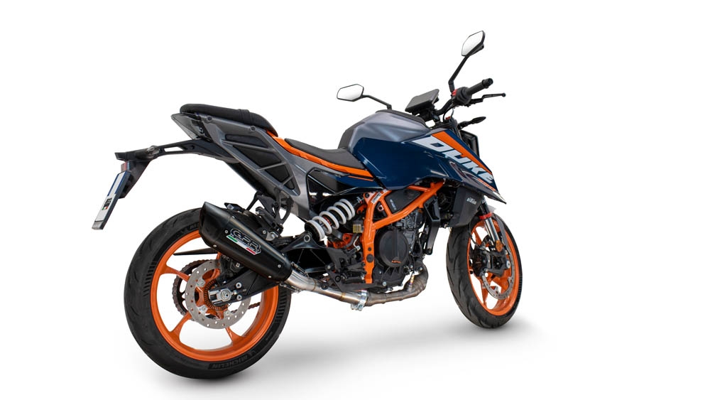 Exhaust compatible with Ktm Duke 200 2024-2025, GP-Revo Black Titanium, Homologated legal slip-on exhaust including removable db killer and link pipe 
