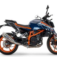 Exhaust compatible with Ktm Duke 125 2024-2025, GP-Revo Titanium, Homologated legal slip-on exhaust including removable db killer and link pipe 