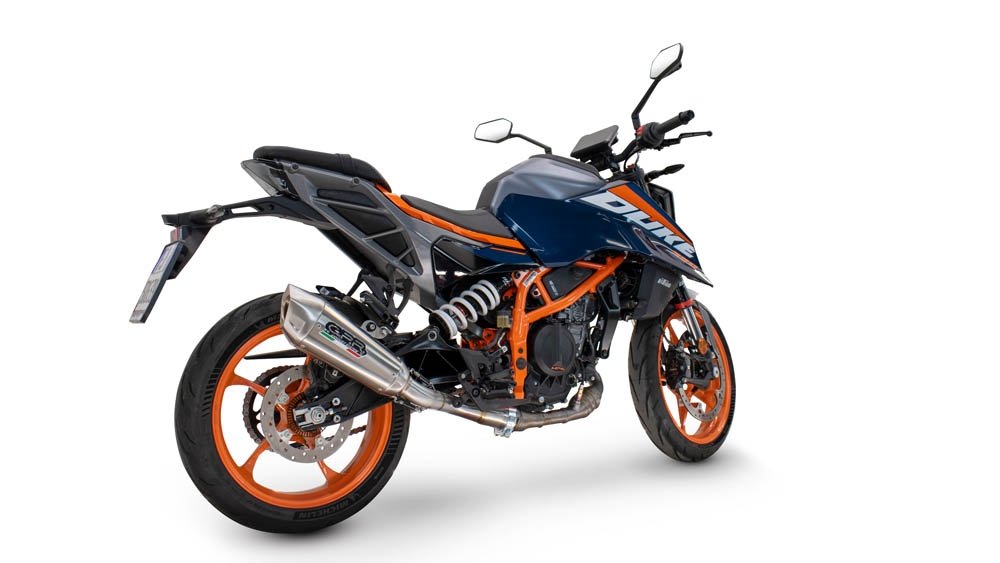 Exhaust compatible with Ktm Duke 125 2024-2025, GP-Revo Titanium, Homologated legal slip-on exhaust including removable db killer and link pipe 
