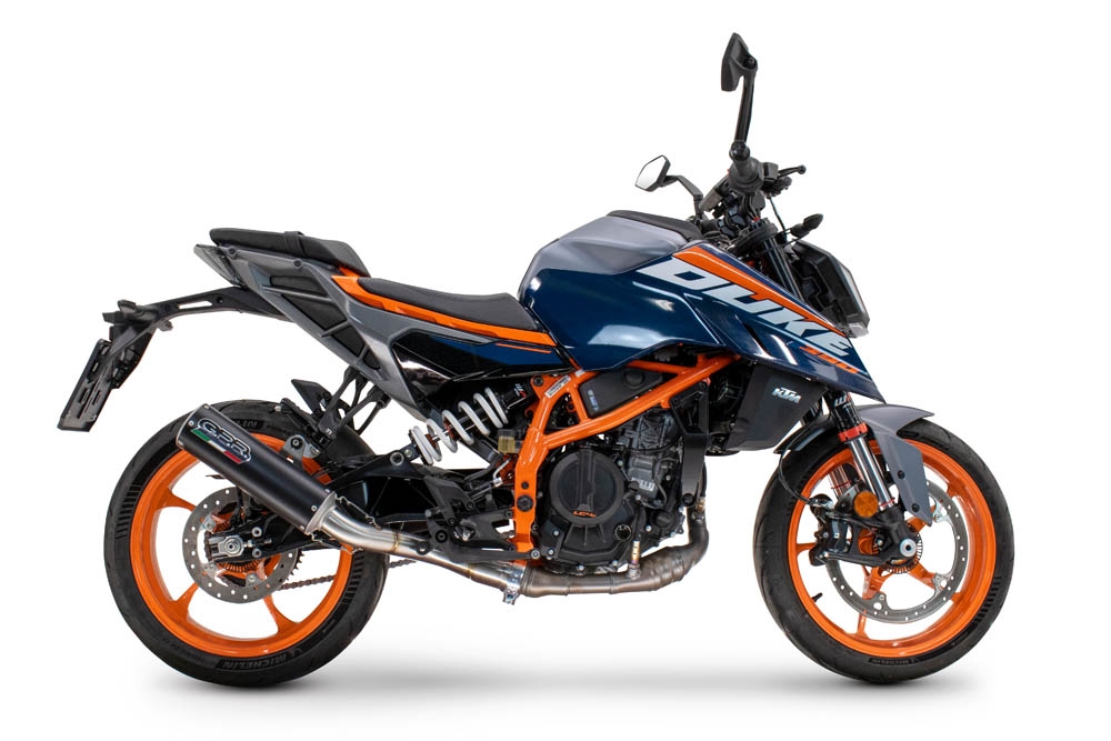 Exhaust compatible with Ktm Duke 390 2024-2025, M3 Black Titanium, Homologated legal slip-on exhaust including removable db killer and link pipe 