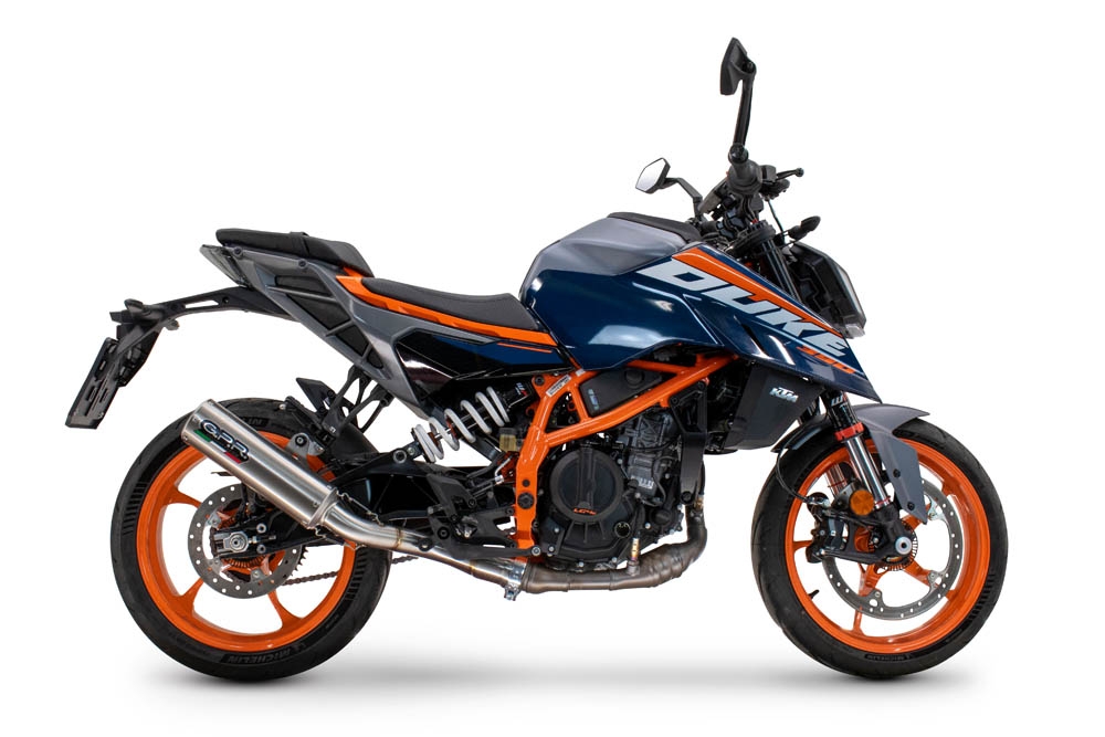 Exhaust compatible with Ktm Duke 250 2024-2025, M3 Inox , Homologated legal slip-on exhaust including removable db killer and link pipe 