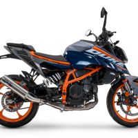 Exhaust compatible with Ktm Duke 250 2024-2025, M3 Inox , Homologated legal slip-on exhaust including removable db killer and link pipe 