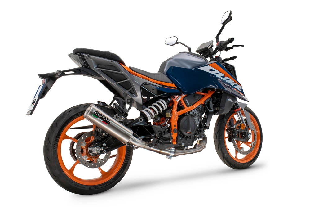 Exhaust compatible with Ktm Duke 250 2024-2025, M3 Inox , Homologated legal slip-on exhaust including removable db killer and link pipe 