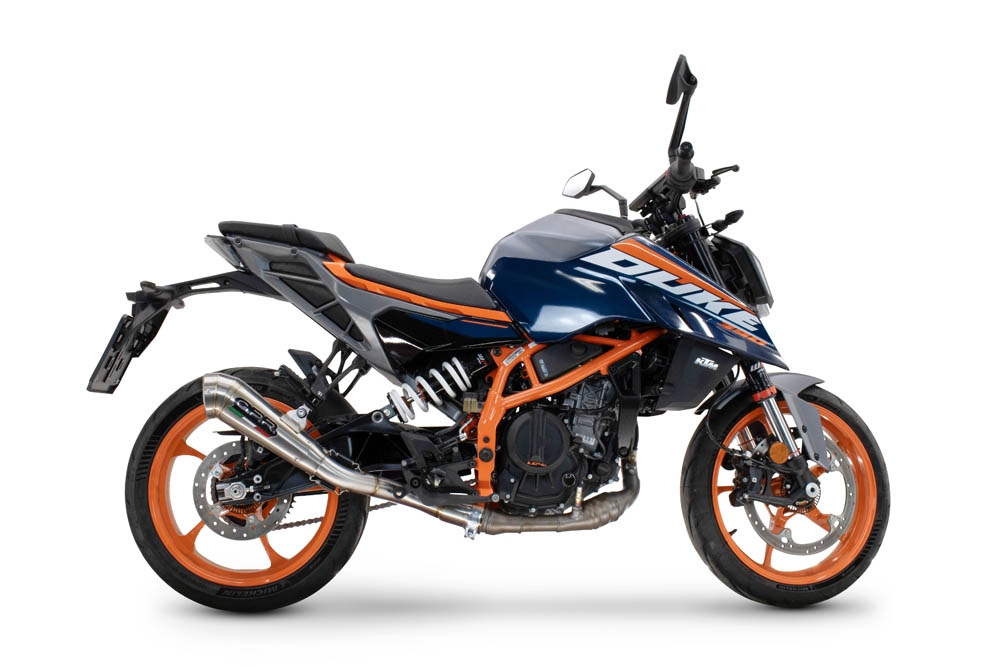 Exhaust compatible with Ktm Duke 390 2024-2025, Powercone Evo, Homologated legal slip-on exhaust including removable db killer and link pipe 