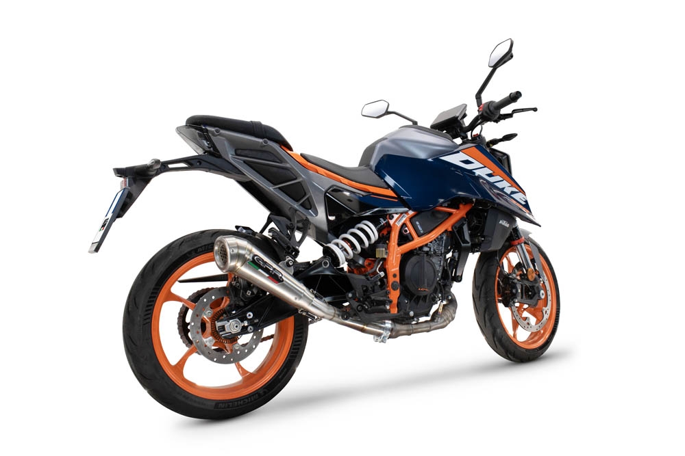 Exhaust compatible with Ktm Duke 390 2024-2025, Powercone Evo, Homologated legal slip-on exhaust including removable db killer and link pipe 