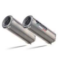 Exhaust compatible with Ducati Monster 696 2008-2014, M3 Titanium Natural, Dual Homologated legal slip-on exhaust including removable db killers and link pipes 