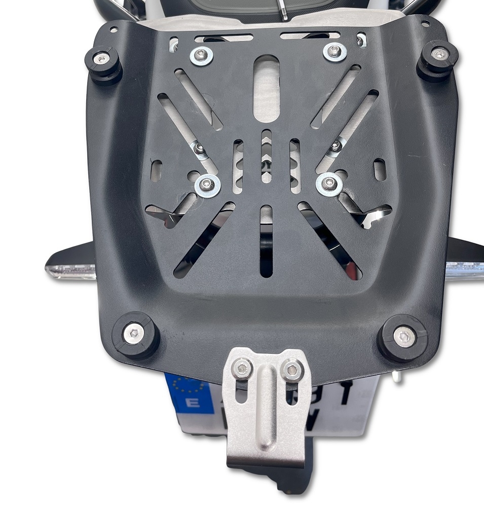 Top case GPR TECH compatible with  Royal Enfield Himalayan 450 2024/2025 e5 Plus GPR TECH Top case in aluminum, silver color with specific plate included Capacity 35 LT.