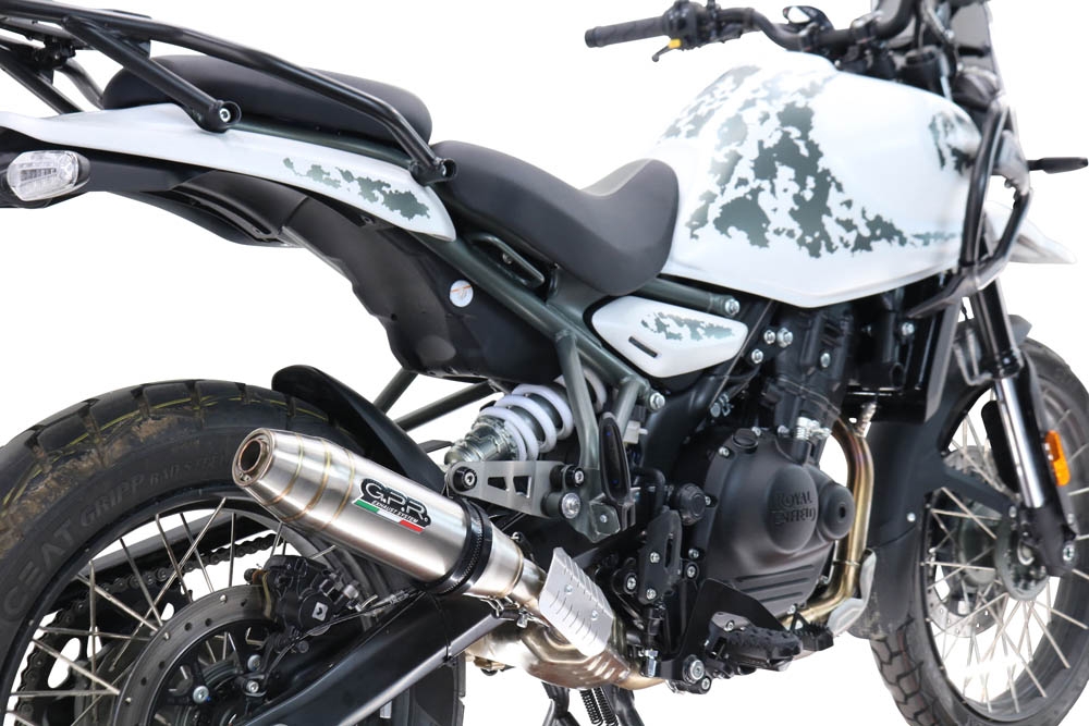 GPR exhaust compatible with  Royal Enfield Himalayan 450  2024-2025, Deeptone Inox, Homologated legal slip-on exhaust including removable db killer and link pipe 