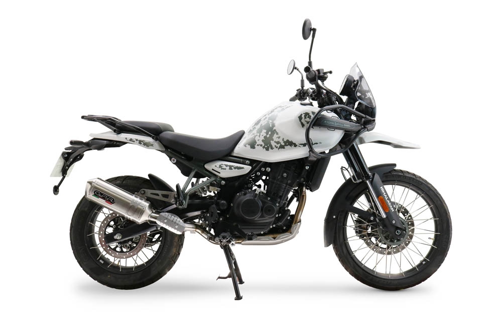 Exhaust compatible with Royal Enfield Himalayan 450 2024-2025, Satinox, Homologated legal slip-on exhaust including removable db killer and link pipe 