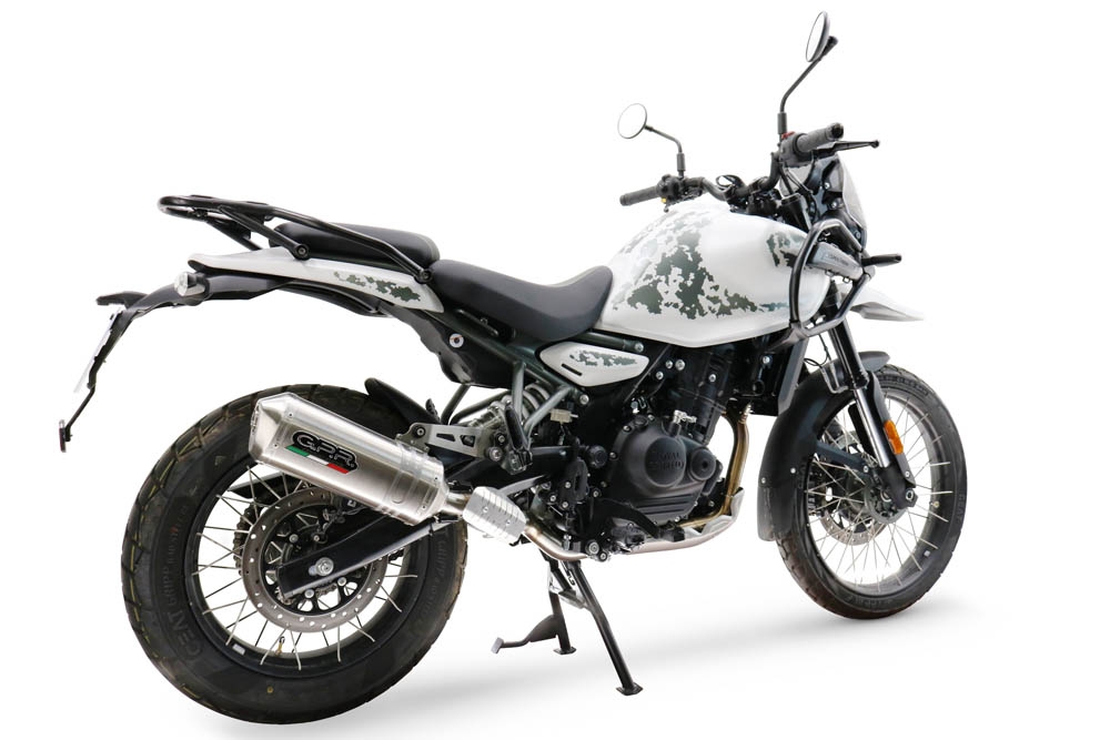 Exhaust compatible with Royal Enfield Himalayan 450 2024-2025, Satinox, Homologated legal slip-on exhaust including removable db killer and link pipe 
