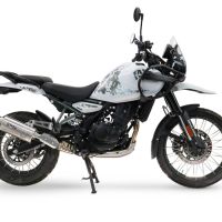 Exhaust compatible with Royal Enfield Guerrilla 450 2024-2025, Dune Triovale Titanio, Homologated legal slip-on exhaust including removable db killer and link pipe 