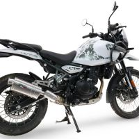 Exhaust compatible with Royal Enfield Himalayan 450 2024-2025, Dune Triovale Titanio, Homologated legal slip-on exhaust including removable db killer and link pipe 