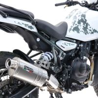 GPR exhaust compatible with  Royal Enfield Guerrilla 450  2024-2025, Dune Triovale Titanio, Homologated legal slip-on exhaust including removable db killer and link pipe 