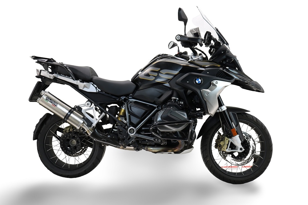 Exhaust compatible with Bmw R 1250 Gs -Adventure 2021-2024, Dual Poppy, Homologated legal slip-on exhaust including removable db killer and link pipe 