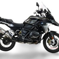 Exhaust compatible with Bmw R 1250 Gs -Adventure 2021-2024, Dual Poppy, Homologated legal slip-on exhaust including removable db killer and link pipe 