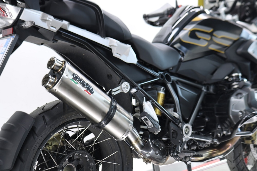 Exhaust compatible with Bmw R 1250 Gs -Adventure 2021-2024, Dual Poppy, Homologated legal slip-on exhaust including removable db killer and link pipe 