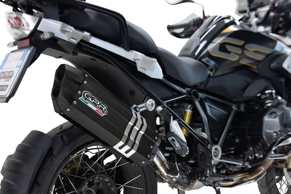 Exhaust compatible with Bmw R 1250 Gs -Adventure 2021-2024, Hyper Sonic Black Titanium, Homologated legal slip-on exhaust including removable db killer and link pipe 