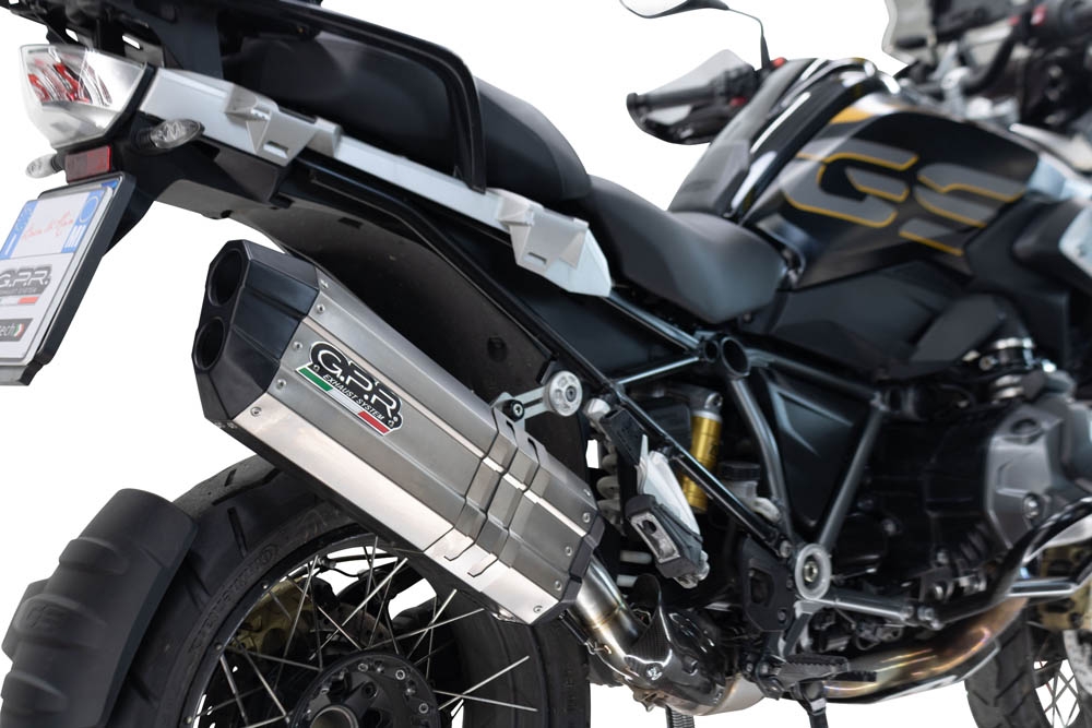 Exhaust compatible with Bmw R 1250 Gs -Adventure 2019-2020, Hyper Sonic Titanium, Homologated legal slip-on exhaust including removable db killer and link pipe 