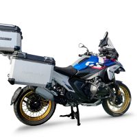 GPR TECH compatible with  BMW R 1300 GS 2023/2025 GPR TECH Triptych kit made in silver color, with Top case 35 Lt + Side Cases 38 Lt + 38 Lt + general black rack holder Top case capacity 35 Lt + side cases capacity 38 LT. + 38 LT.