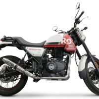 Exhaust compatible with Royal Enfield Scram 411 2022-2024, Deeptone Inox, Slip-on exhaust legal for UK and non-EU markets including link pipe and removable db killer 