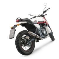 Exhaust compatible with Royal Enfield Scram 411 2022-2024, Deeptone Inox, Slip-on exhaust legal for UK and non-EU markets including link pipe and removable db killer 