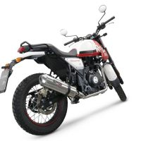Exhaust compatible with Royal Enfield Scram 411 2022-2024, Satinox , Slip-on exhaust legal for UK and non-EU markets including link pipe and removable db killer 