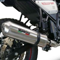 Exhaust compatible with Royal Enfield Scram 411 2022-2024, Satinox , Slip-on exhaust legal for UK and non-EU markets including link pipe and removable db killer 
