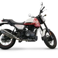 Exhaust compatible with Royal Enfield Scram 411 2022-2024, Trioval, Slip-on exhaust legal for UK and non-EU markets including link pipe and removable db killer 