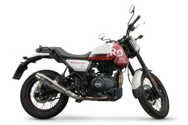 Exhaust compatible with Royal Enfield Scram 411 2022-2024, Vintacone, Slip-on exhaust legal for UK and non-EU markets including link pipe and removable db killer 