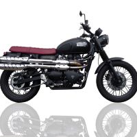 Exhaust compatible with Triumph Scrambler 900 2006-2014, Deeptone Inox, Dual Homologated legal slip-on exhaust including removable db killers and link pipes 