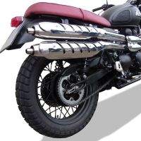 Exhaust compatible with Triumph Scrambler 900 2006-2014, Deeptone Inox, Dual Homologated legal slip-on exhaust including removable db killers and link pipes 