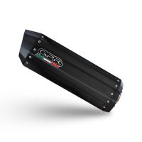 Exhaust compatible with Benelli Trk 702 X 2023-2024, Hyper Sonic Black Titanium, Homologated legal slip-on exhaust including removable db killer and link pipe 
