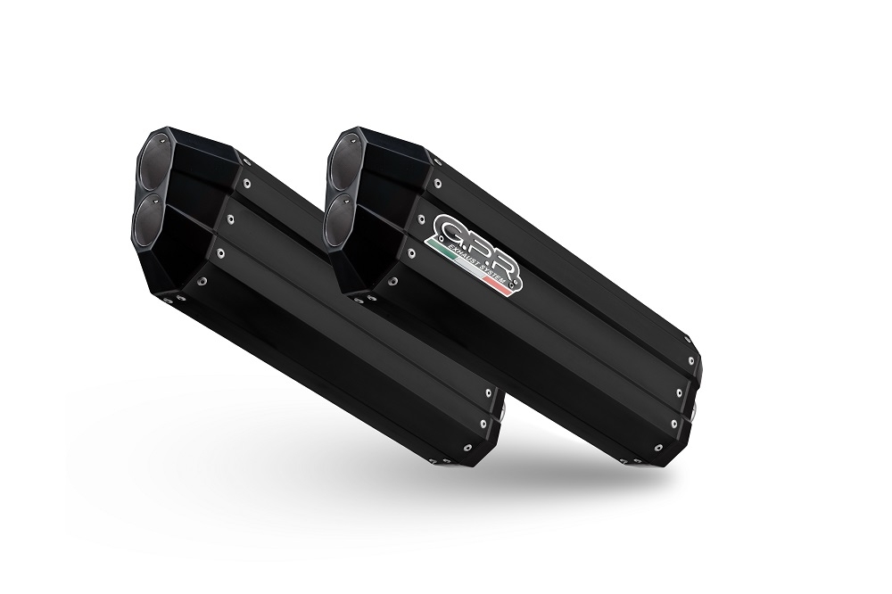 Exhaust compatible with Bmw K 1600 Gtl 2017-2021, Hyper Sonic Black Titanium, Homologated legal slip-on exhaust including removable db killer and link pipe 