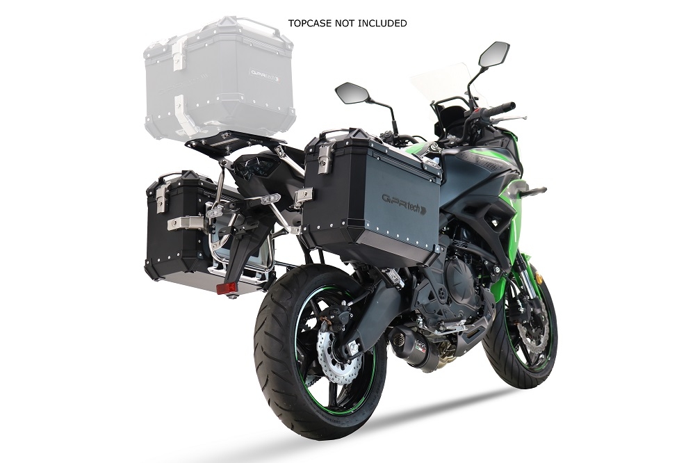 GPR TECH compatible with  Kawasaki Versys 650 2021/2022 e5 GPR TECH Pair of side cases aluminum made, black color with specific pannier holder Capacity 38 LT. + 38 LT.