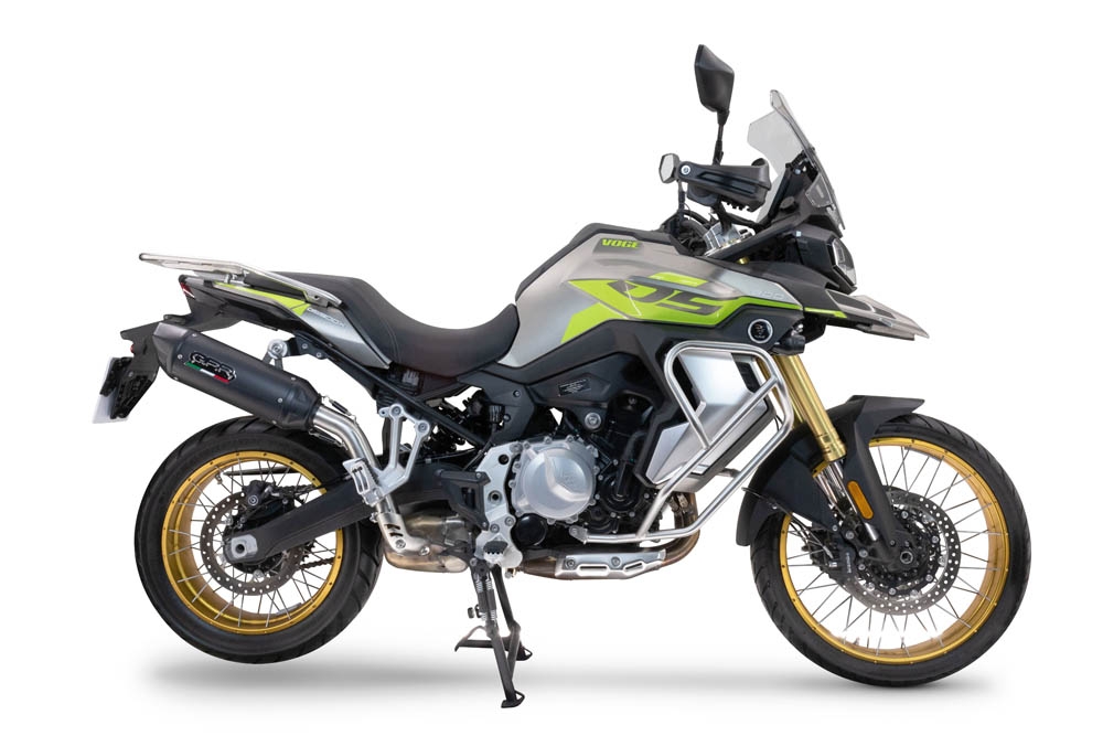 Exhaust compatible with Voge 900DSX 2024-2025, Furore-X Titanio Nero, Homologated legal slip-on exhaust including removable db killer and link pipe 