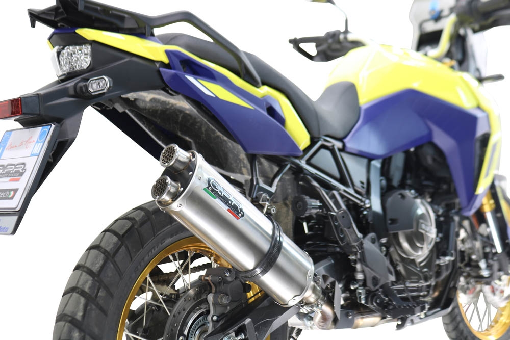 Exhaust compatible with Suzuki V-STROM DL 800 DE - SE 2023-2025, Dual Inox, Homologated legal slip-on exhaust including removable db killer and link pipe 